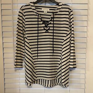 Skye's the Limit Black and White Striped Tunic